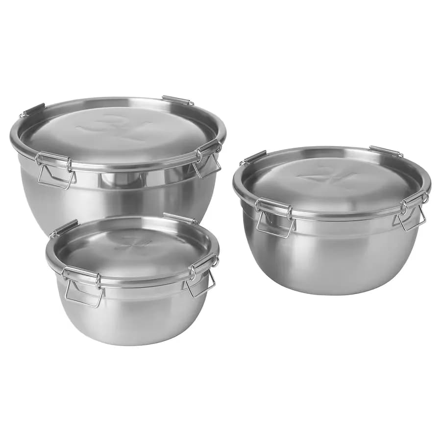 ست 3 تایی کاسه درب‌ دار استیل ایکیا CIKLID — تصویر ۲