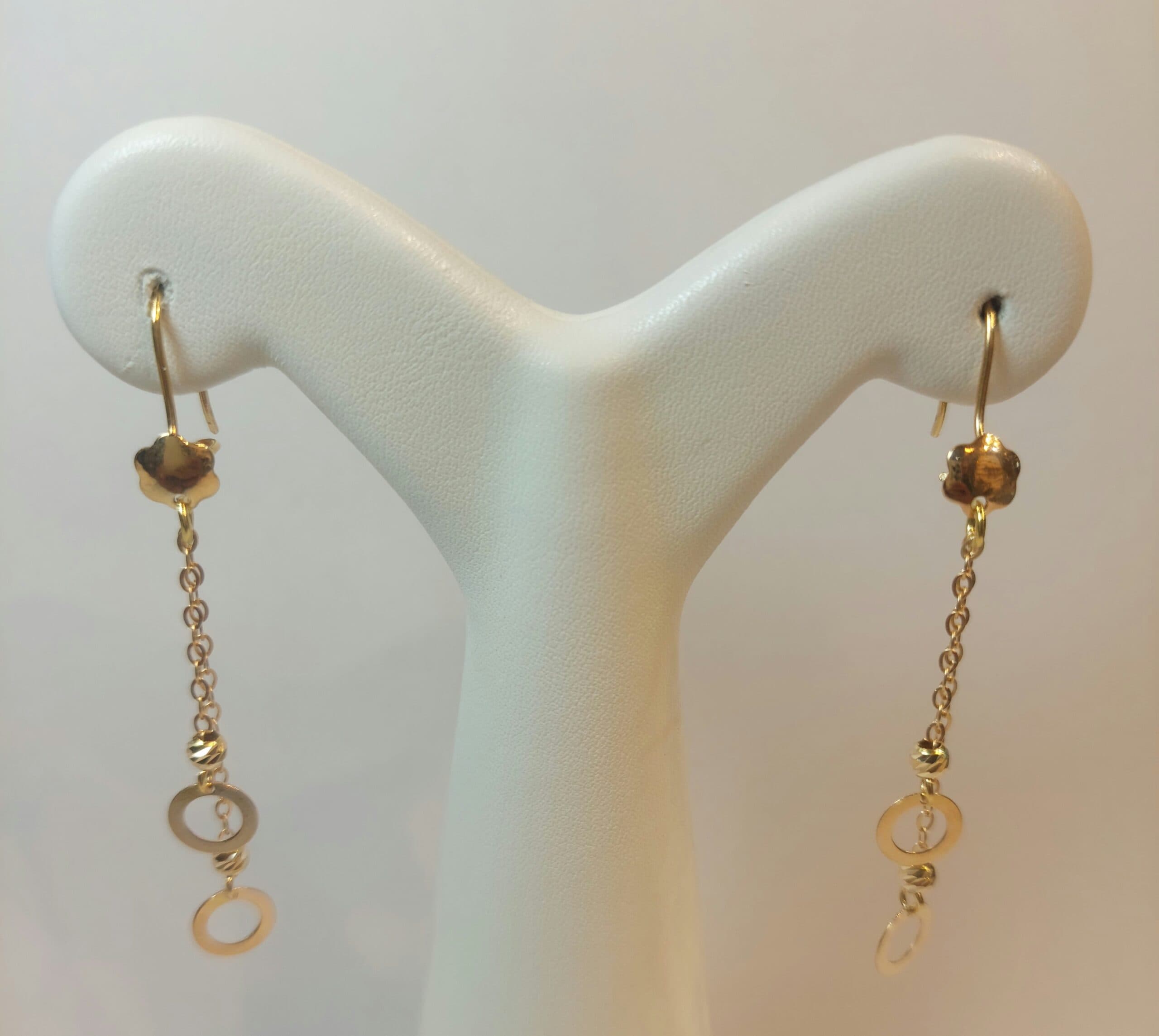 گوشواره زنانه طلا آویز قفل فرنچ خوشه ای طرح دایره