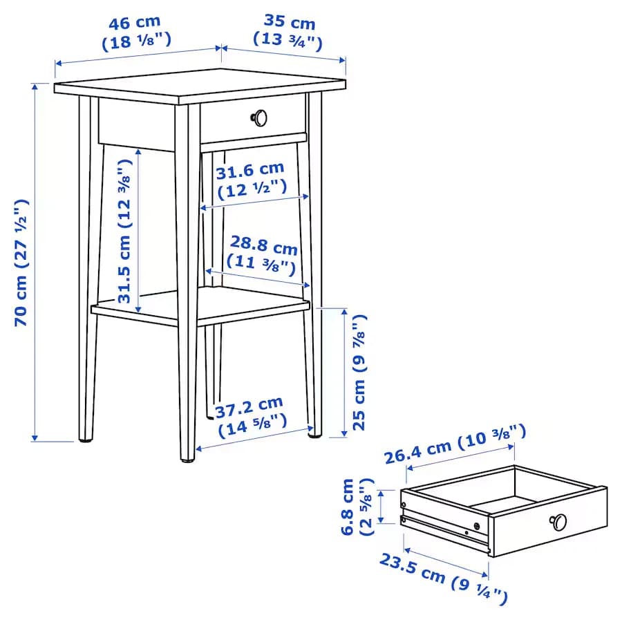 پاتختی ایکیا HEMNES خاکستری، 46×35 سانتی‌متر — تصویر ۴