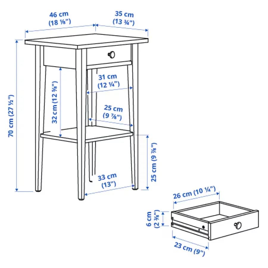 پاتختی ایکیا HEMNES آبی، 46×35 سانتی‌متر — تصویر ۱۱