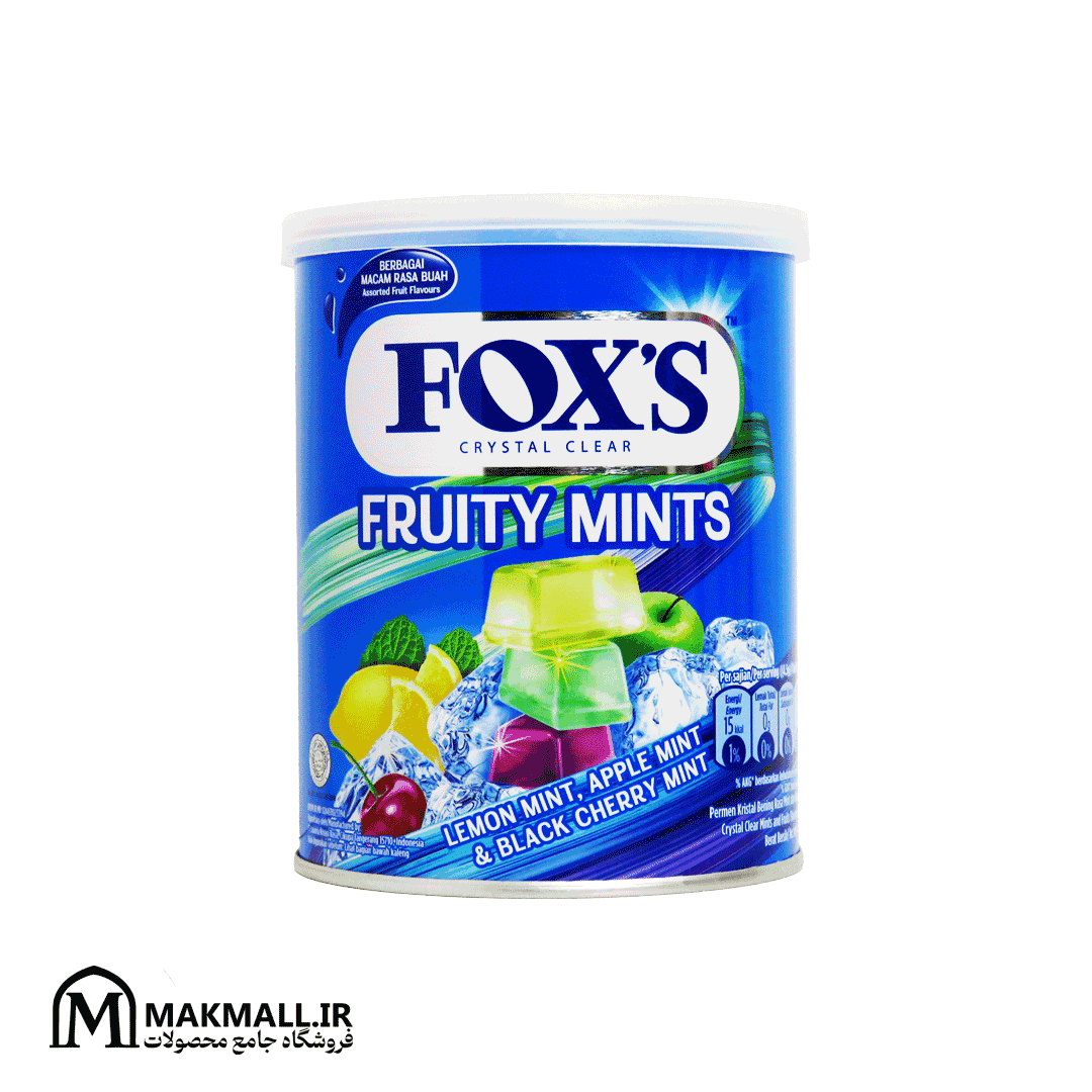 آبنبات میوهای نعنایی فاکس قوطی 180 گرمی | Fox’s Crystal Clear Fruity Mints 180g — تصویر ۲