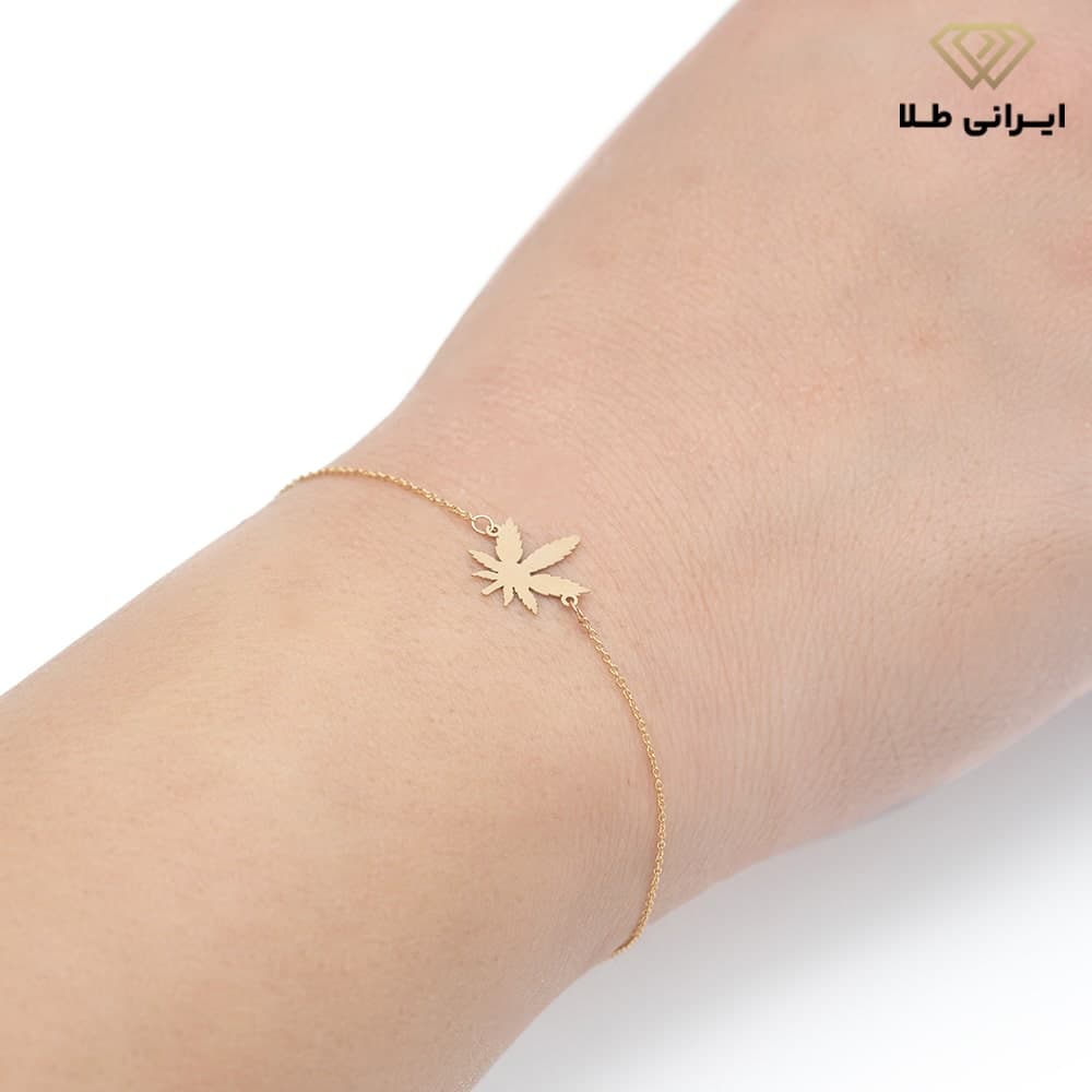 دستبند زنانه طلا طرح برگ — تصویر ۹