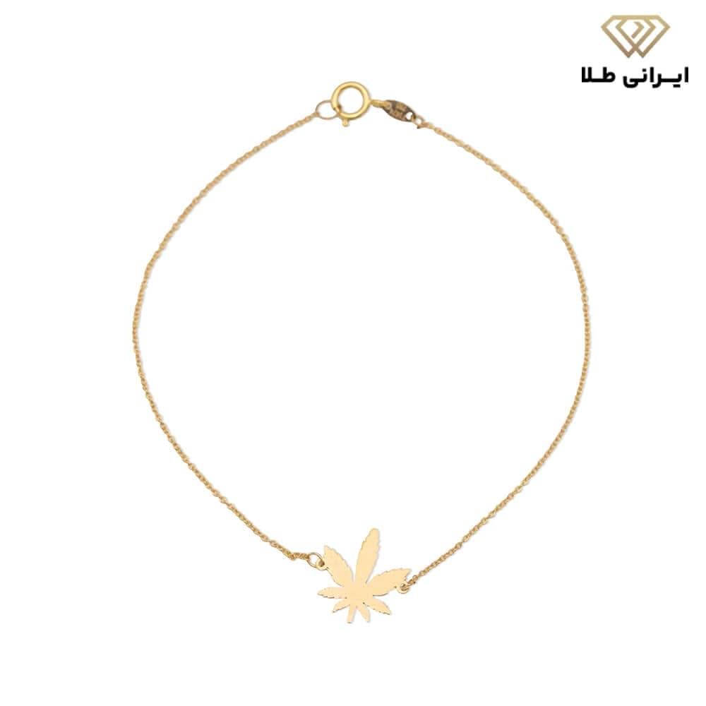 دستبند زنانه طلا طرح برگ — تصویر ۷