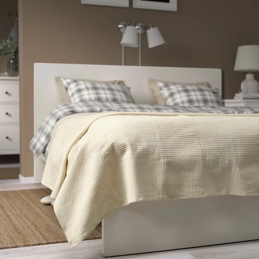 روتختی پنبه طبیعی رنگ نشده ایکیا INDIRA سایز 230×250 سانتیمتر — تصویر ۳