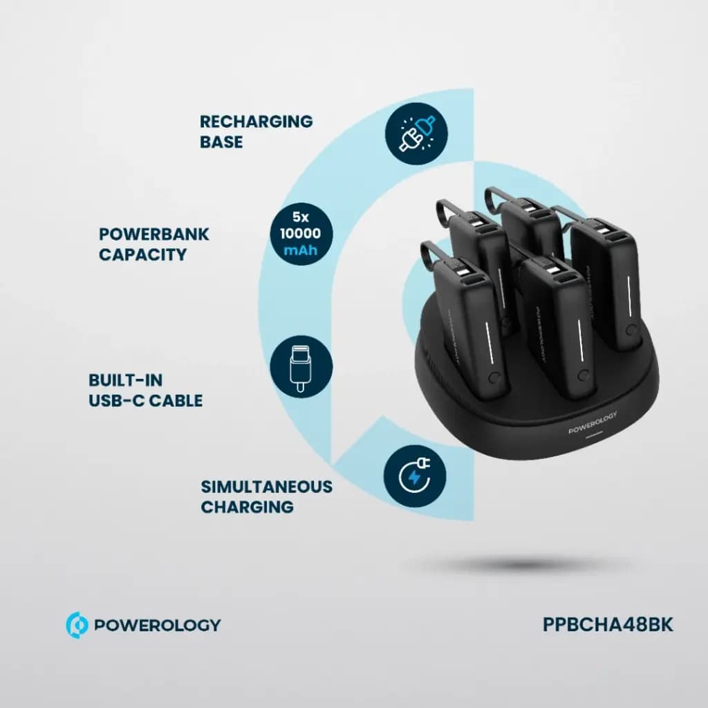 پاور بانک استیشن پاورولوژی Powerology × 5 10000mAh Power Bank Station — تصویر ۷