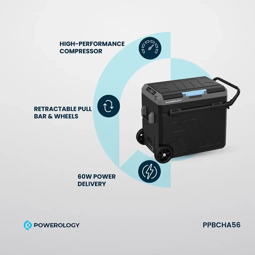 یخچال فریزر هوشمند 2 محفظه قابل حمل با ظرفیت 60 لیتری پاورولوژی مدل Powerology PPBCHA56 — تصویر ۳