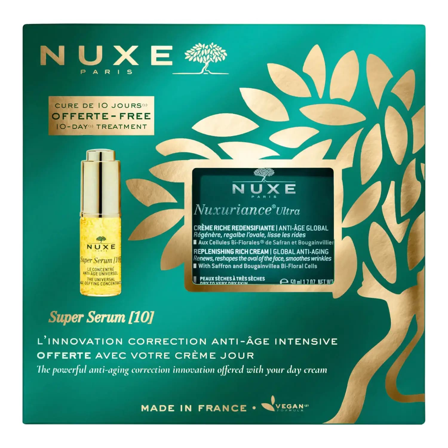 پک کرم ضد پیری نوکس مدل Nuxuriance Ultra مناسب پوست خشک و سرم ضدپیری نوکس Super Serum10 بسته 2 عددی — تصویر ۳