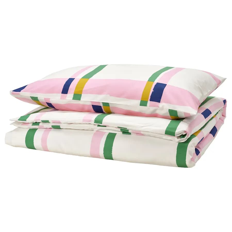 کاور لحاف و روبالشی ایکیا SYRABLADMAL چند رنگ/چهارخانه، 150×200/50×80 سانتیمتر