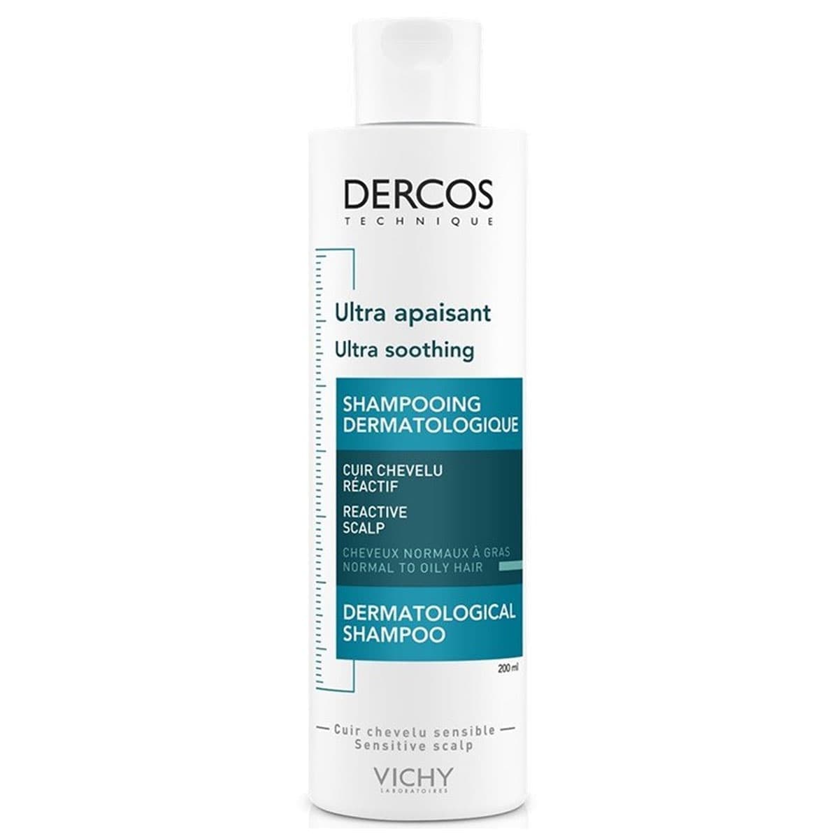 شامپو ضدخارش و التیام بخش ویشی سری Dercos مدل Ultra Soothing مناسب مو معمولی تا چرب حجم 200 میل