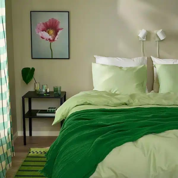 روکش لحاف و 2 عدد روبالشی ایکیا PILTANDVINGE سبز روشن، 240×220/50×80 — تصویر ۱۰