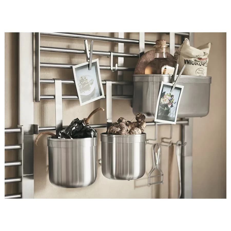 ظرف آویز ایکیا KUNGSFORS استیل ضد زنگ، 24x12x26.5 سانتی‌متر — تصویر ۴