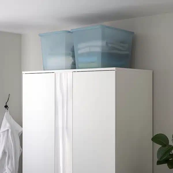 باکس درب‌ دار طوسی-آبی روشن شفاف ایکیا RYKTA حجم 44.5 لیتر، ابعاد 36x50x35 سانتی‌متر — تصویر ۳