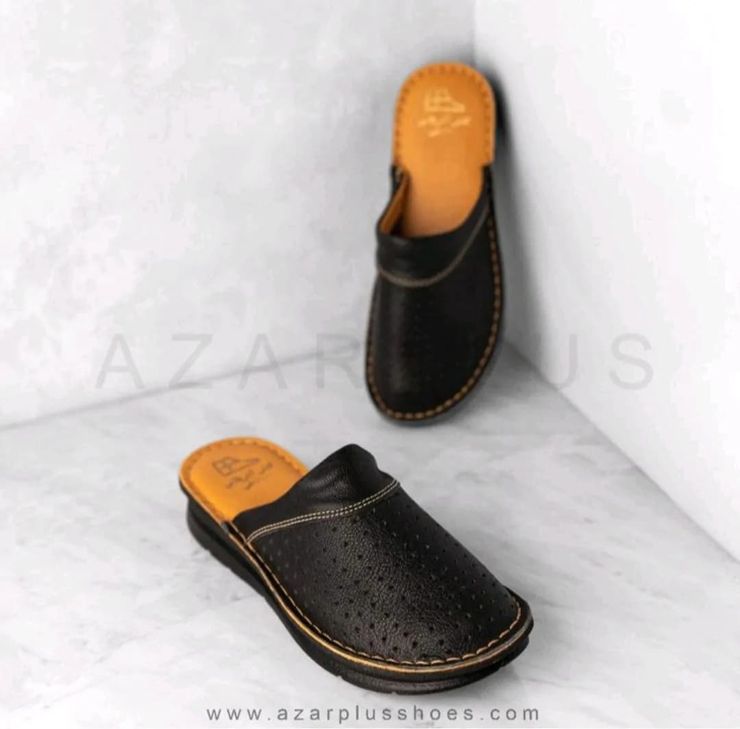 صندل زنانه چرم طبیعی کیارا مشکی — تصویر ۱۰