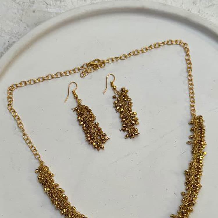گوشواره خوشه انگور برنج ابکاری نقره ای — تصویر ۳