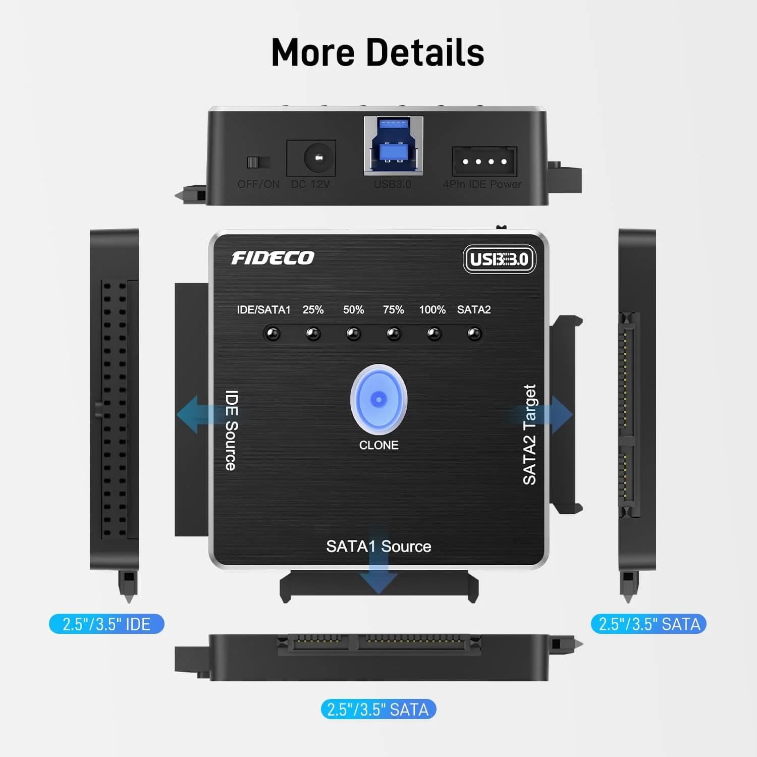 تبدیل IDE/SATA به USB 3.0 فیدیکو مدل Fideco S3G-PL06 — تصویر ۷
