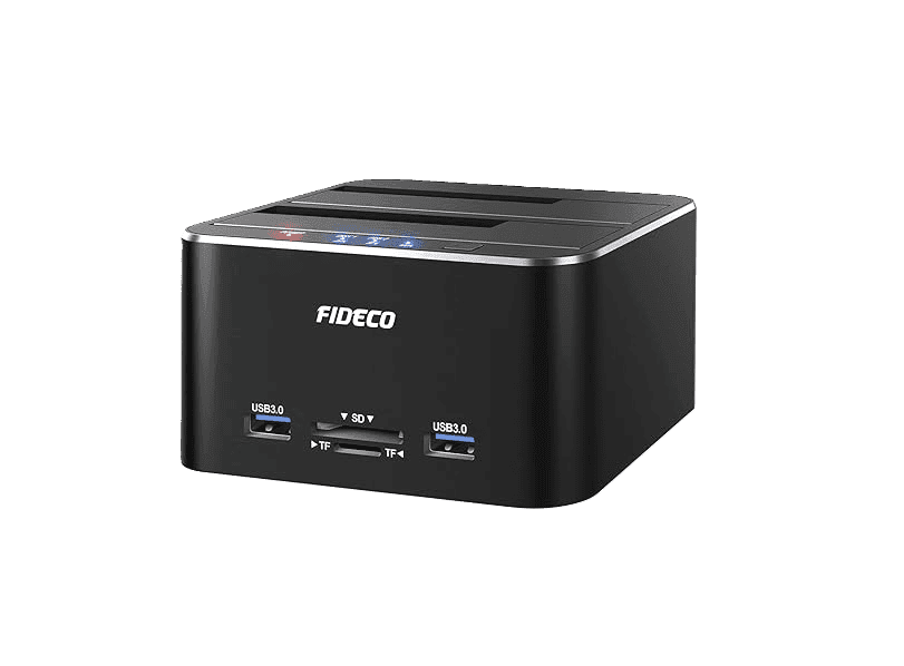 داک هارد 3.5 و 2.5 FIDECO Hard Drive Docking Station Drive Docking Stations 2.5″/3.5″ SATA HDD SSD, TF Card Reader and SD Card Reader,