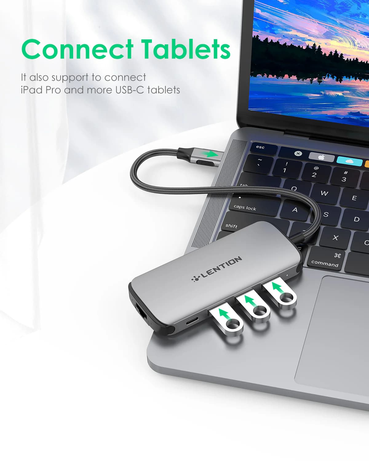 هاب 8 پورت لنشن LENTION C48 USB-C 8 in 1 Hub with 4K HDMI — تصویر ۷