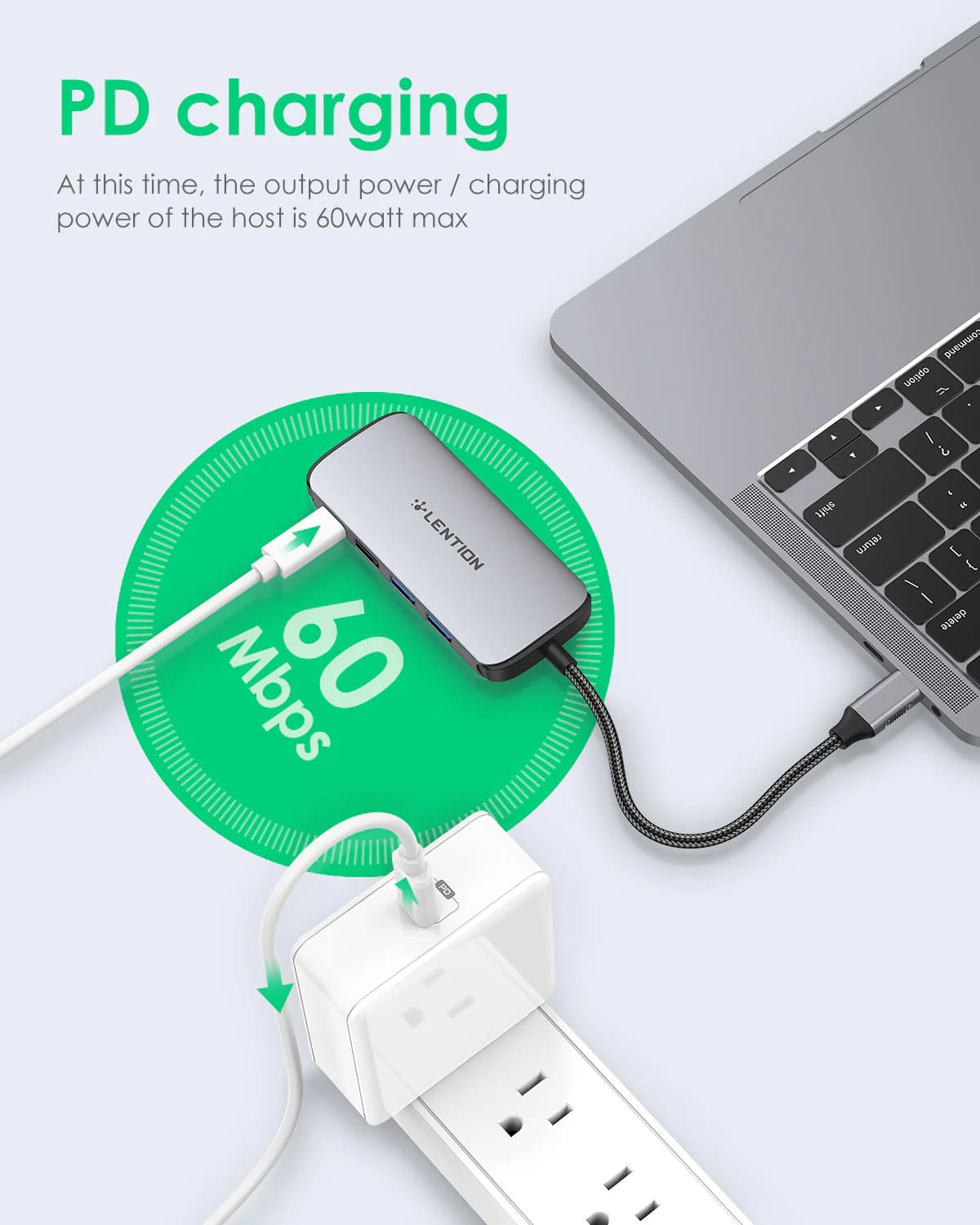 هاب 8 پورت لنشن LENTION C48 USB-C 8 in 1 Hub with 4K HDMI — تصویر ۶