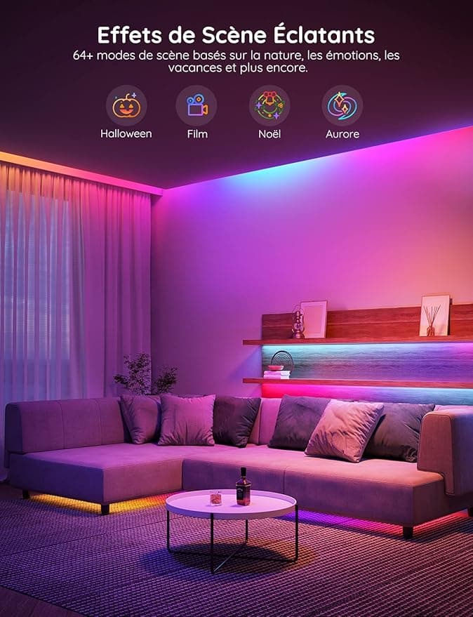 ریسه هوشمند گووی 5 متری Govee RGBIC 5 m LED Strip, Multi-Color H618A — تصویر ۵