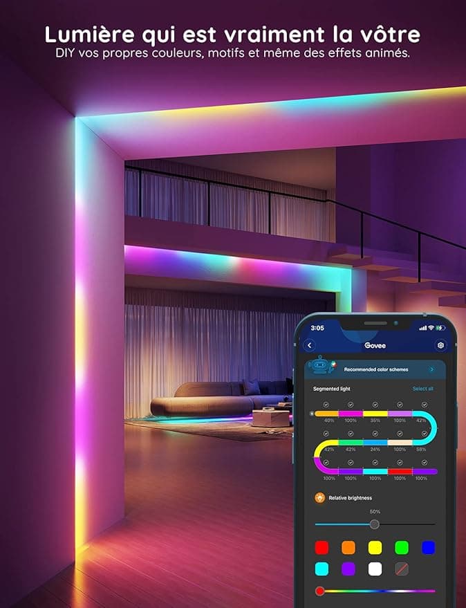 ریسه هوشمند گووی 5 متری Govee RGBIC 5 m LED Strip, Multi-Color H618A — تصویر ۸