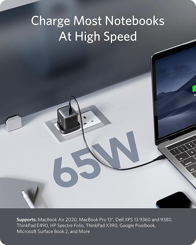 شارژر دیواری انکر 65 وات USB C Charger, Anker Nano II 65W GaN II PPS Fast Charging Adapter A2663 — تصویر ۵