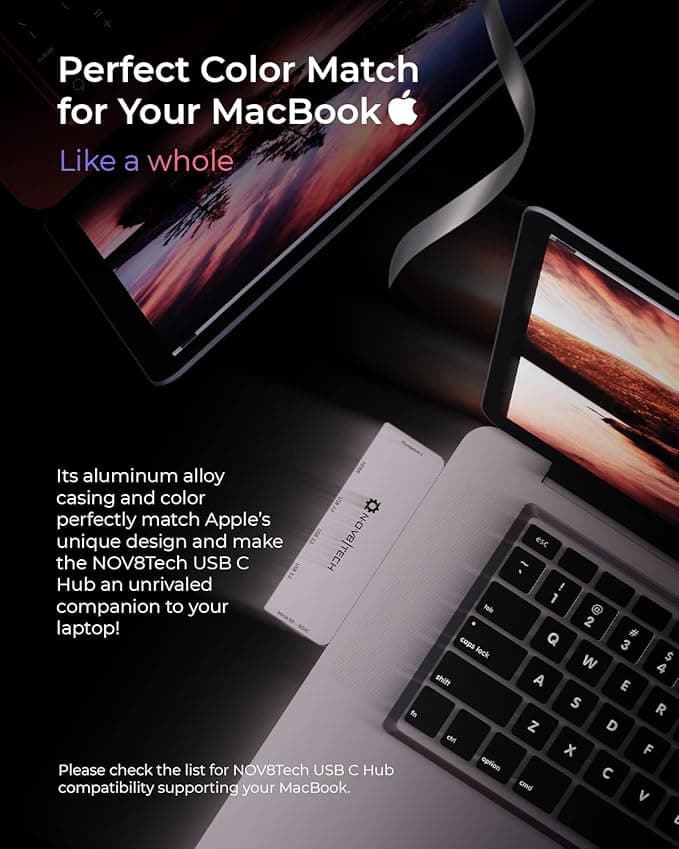 هاب 7 پورت مخصوص مک بوک NOV8Tech Mini USB C Hub 7 in 2 macbook — تصویر ۸