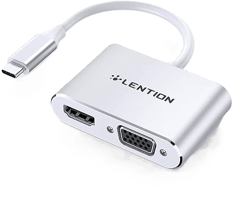 هاب مبدل usb c لنشن به HDMI / VGA 2 in 1 مدل Lention C51S HV سفید