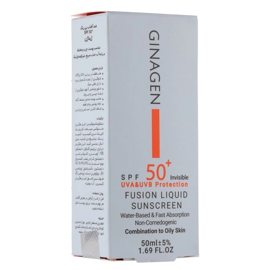 لیکوئید ضدآفتاب بی رنگ ژیناژن مناسب پوست های چرب تا مختلط spf 50 — تصویر ۶