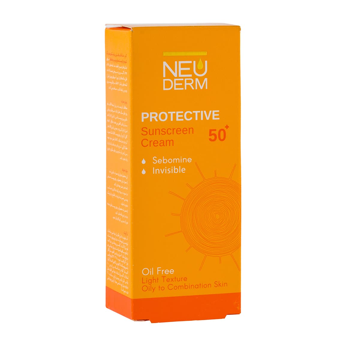 کرم ضدآفتاب بی رنگ نئودرم مناسب پوست چرب spf 50