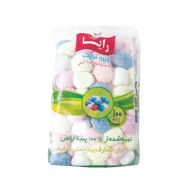 پنبه توپک رنگی 100 گرمی رایا