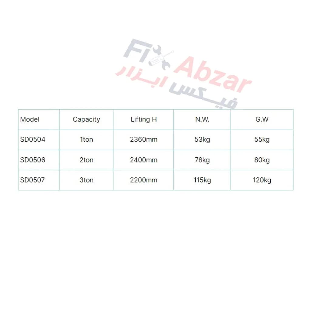 جک موتور درآر 3 تن تعمیرگاهی Top Tools — تصویر ۵