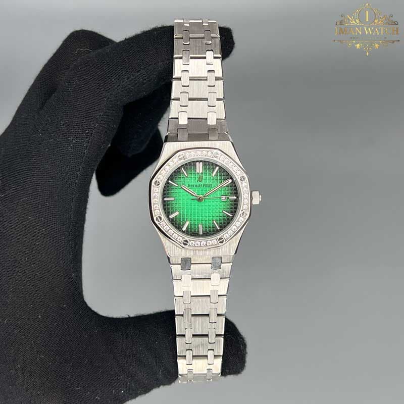 ساعت زنانه اودمار پیگه نقره ای صفحه سبز Audemars piguet 2029 — تصویر ۶