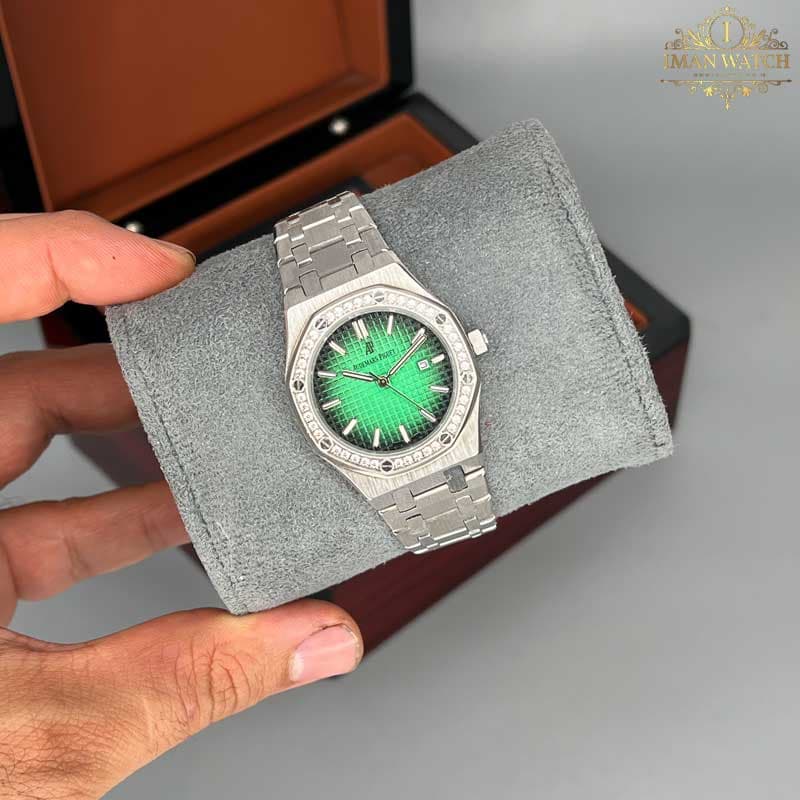 ساعت زنانه اودمار پیگه نقره ای صفحه سبز Audemars piguet 2029 — تصویر ۸