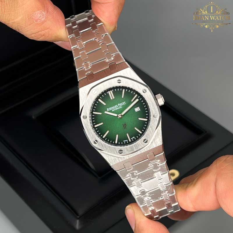 ساعت مردانه اودمار پیگه نقره ای صفحه سبز Audemars piguet 3288 — تصویر ۷