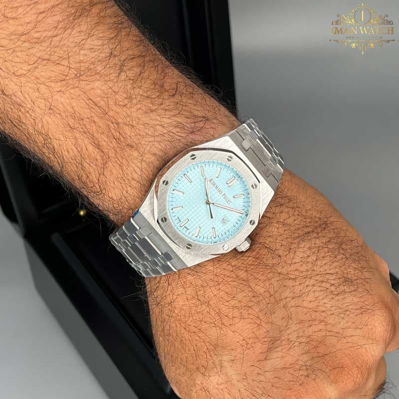 ساعت مردانه اودمار پیگه نقره ای صفحه تیفانی Audemars piguet 3287 — تصویر ۶