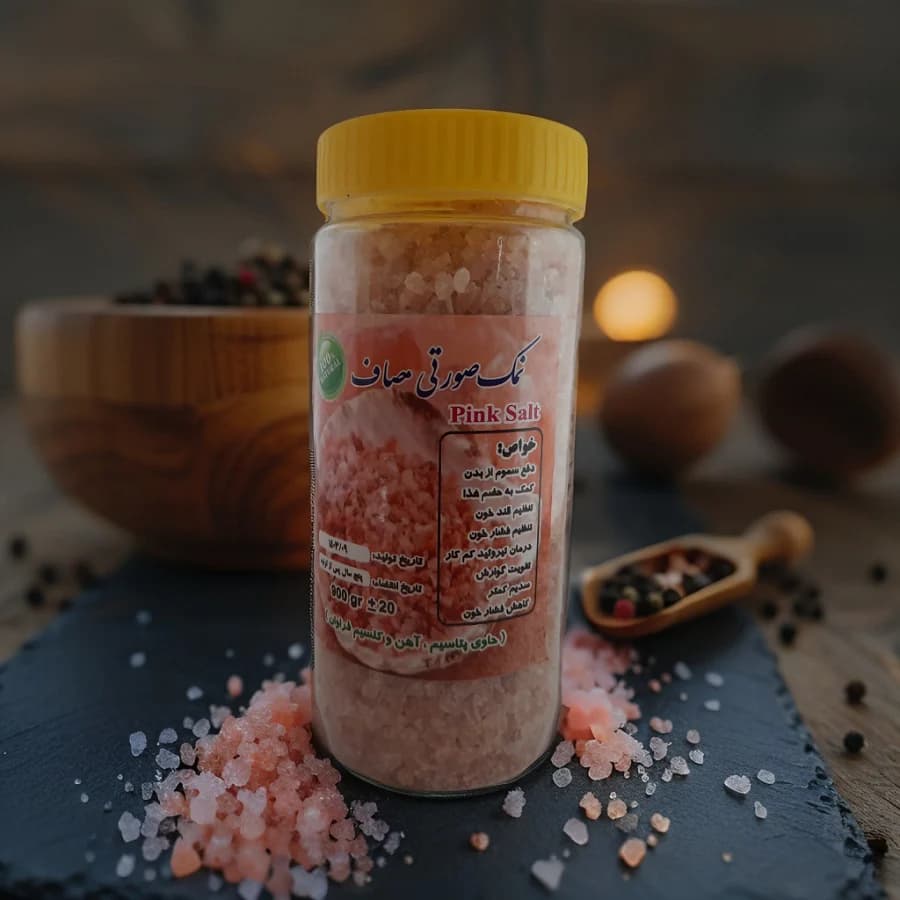 نمک صورتی درشت ساحل سرشار از مواد معدنی