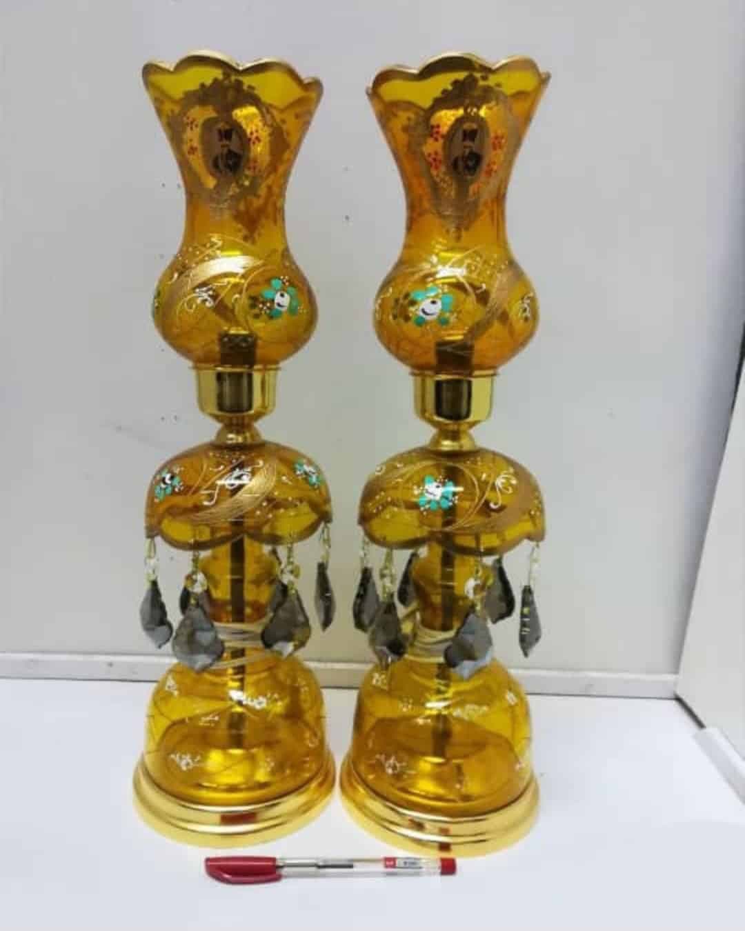 شمعدان لاله شاه عباسی 2 عددی زرد کد 4616