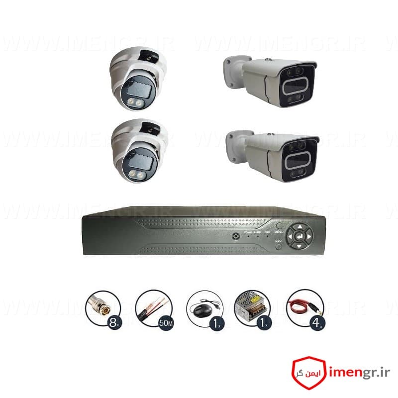 پک دوربین مداربسته 4 کانال AHD دید در شب رنگی-2