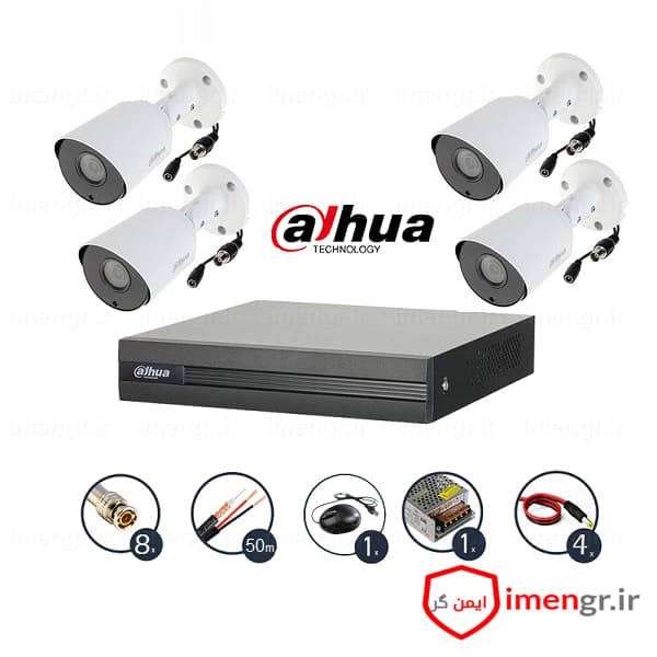 پک کامل 4 دوربین مداربسته داهوا میکروفون دار 1200TP-A