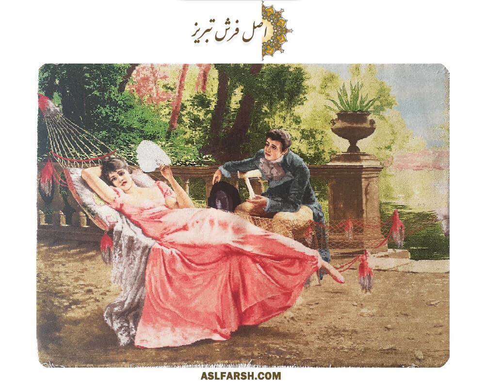 تابلو فرش دختر تاب سوار — تصویر ۴