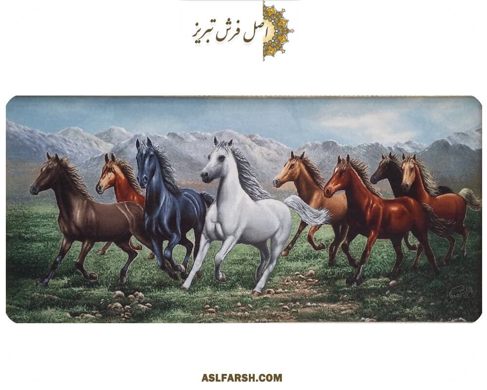 تابلو فرش دستباف گله اسب 8 تایی