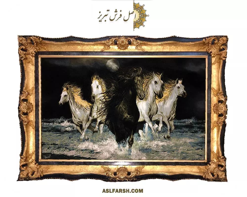 تابلو فرش دستباف گله اسب — تصویر ۵