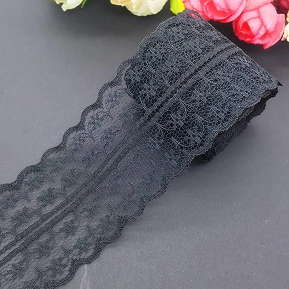 نوار یراق توری دو طرفه مشکی 4.5 سانت با طول 1 متر — تصویر ۳