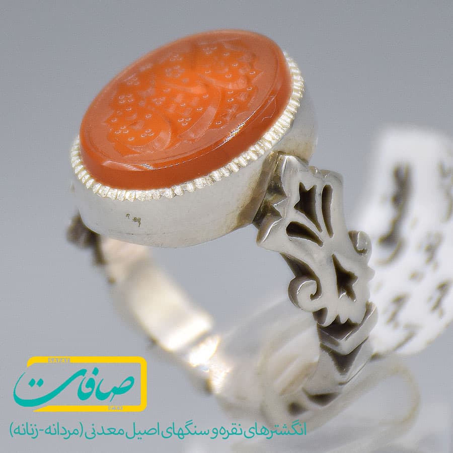 انگشتر عقیق یمنی خطی “لبیک یا حسین” مردانه «کد 3491»