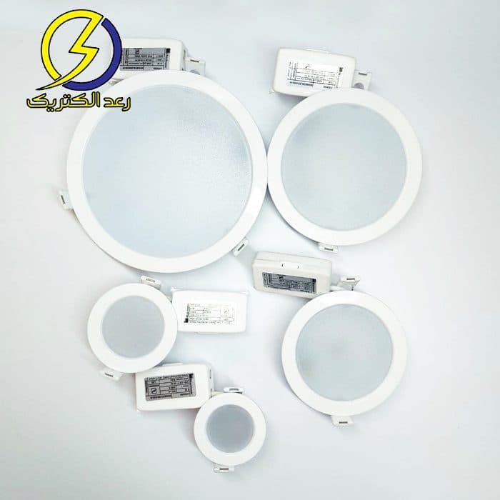 چراغ LED دانلایت آریانا توکار دهانه 10 سانتی متری 12 وات مازی نور — تصویر ۸