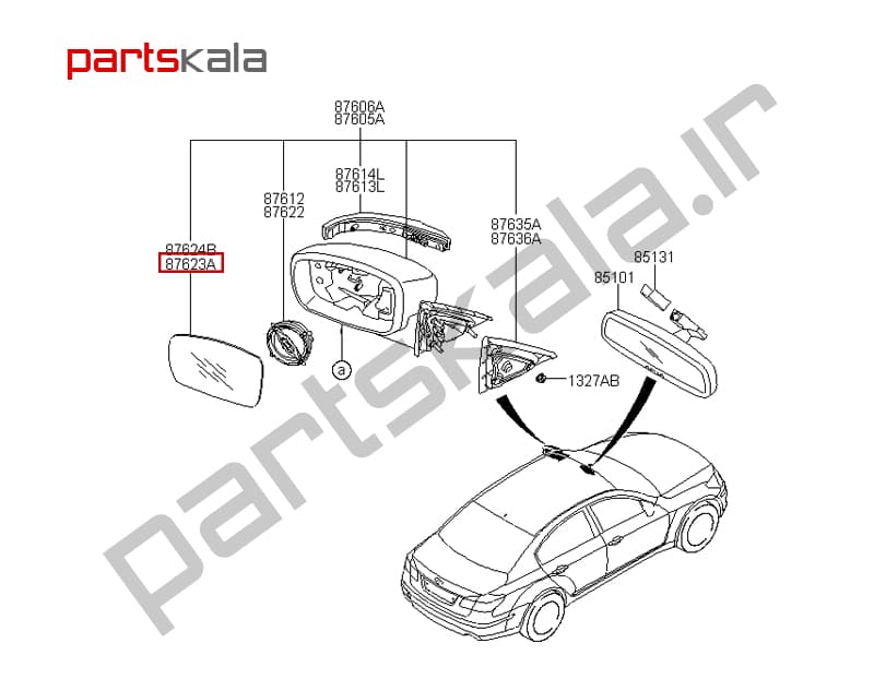 شیشه آینه چپ جنسیس‌ سدان