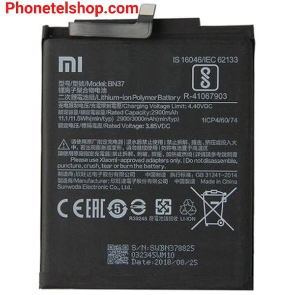 باتری گوشی موبایل موبایل شیائومی ردمی 6 battery mobile xiaomi redmi 6 BN37