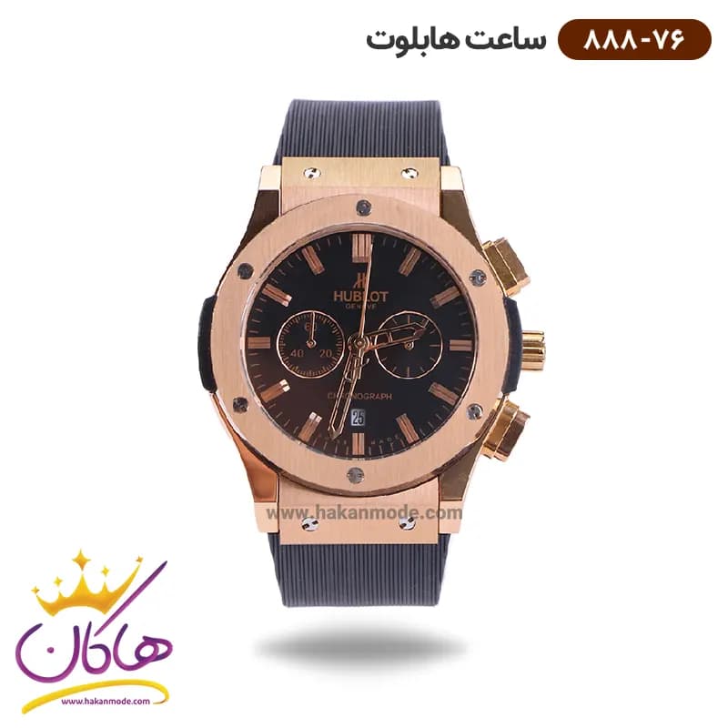ساعت هابلوت مردانه کرنوگراف قاب رزگلد صفحه مشکی 888/76 — تصویر ۲