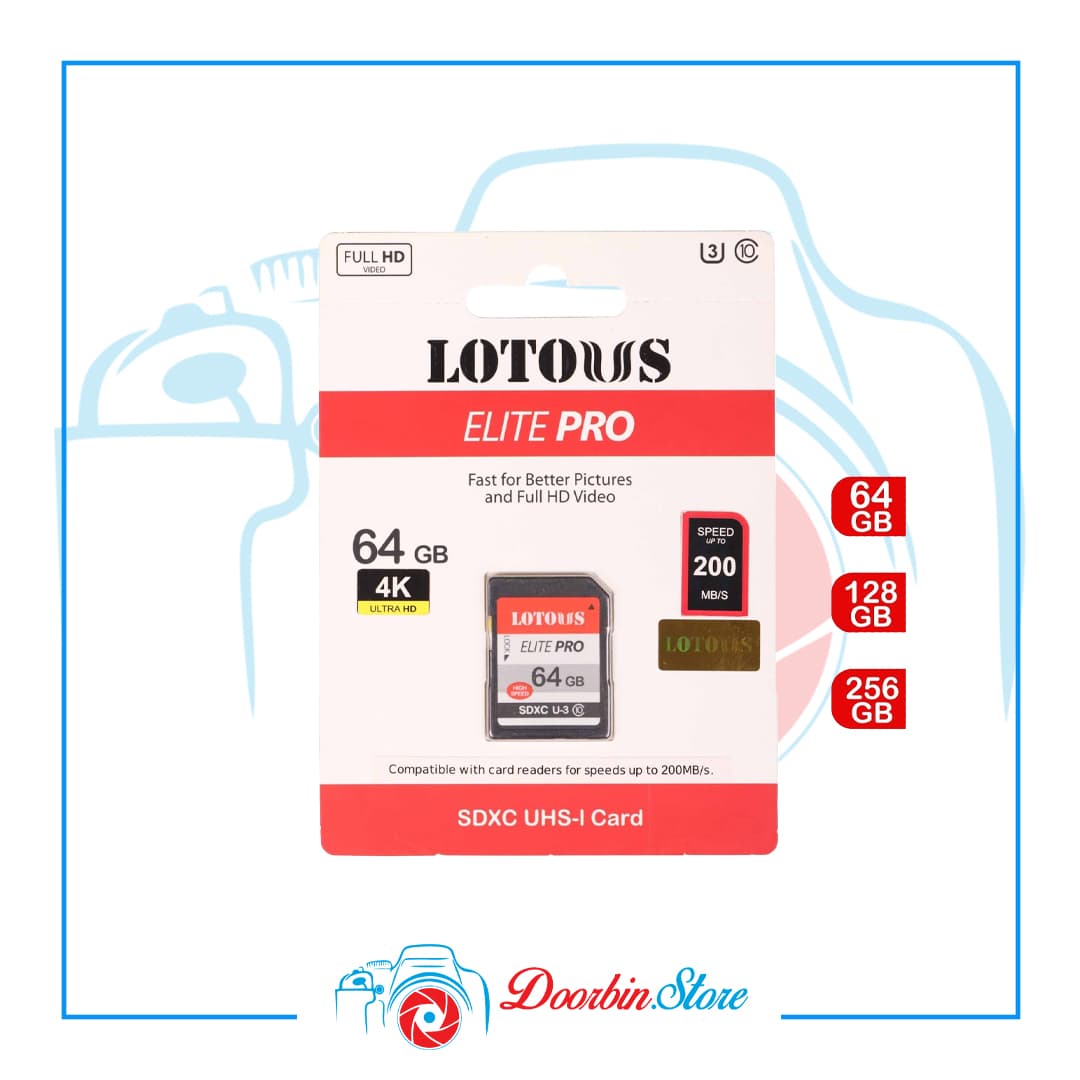 کارت حافظه LOTOUS 64GB SD ELITE PRO+ 200MB/S