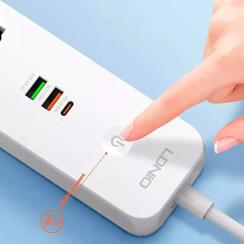 چند راهی 5 خانه برق ارت دار الدینیو SC5319 با کابل 2 متری + شارژر USB و Type-C — تصویر ۸